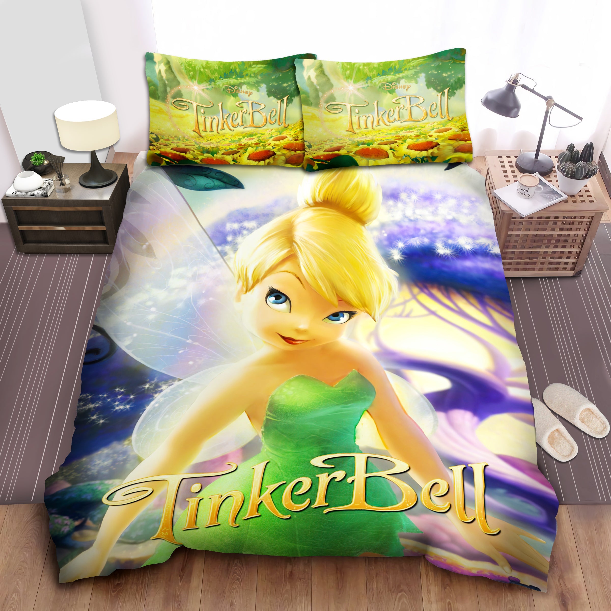 Tinker Bell Bedding Set DN Tinker Bell Flower Field Graphic Duvet Covers