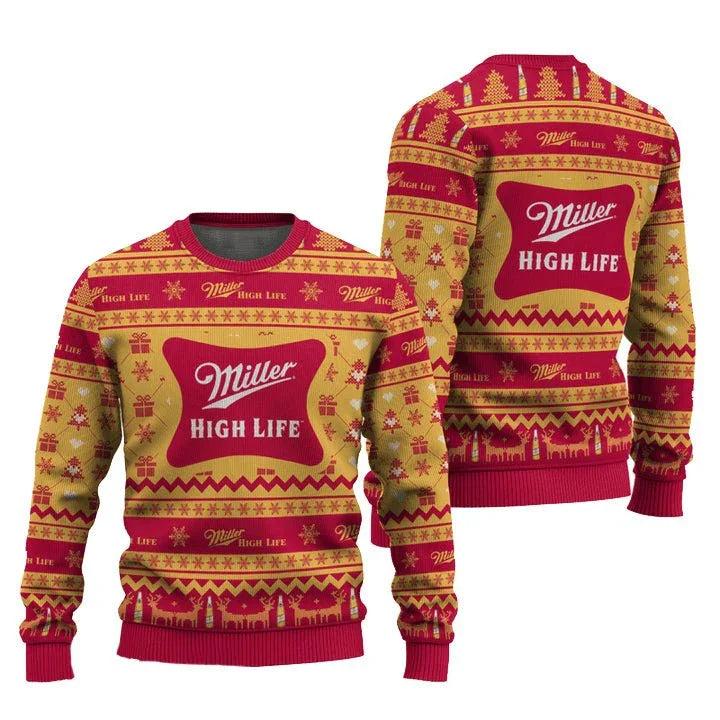Miller High Life Snowing Ugly Christmas Sweater