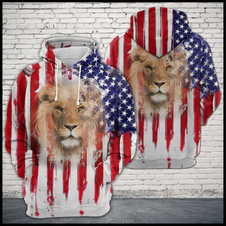 Lion Usa Flag 3D All Over Print Hoodie & Zip Hoodie