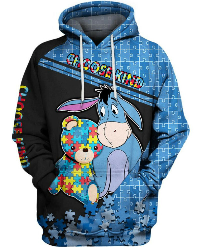 Choose Kind Eeyore 3d Hoodie Zipper Hoodie