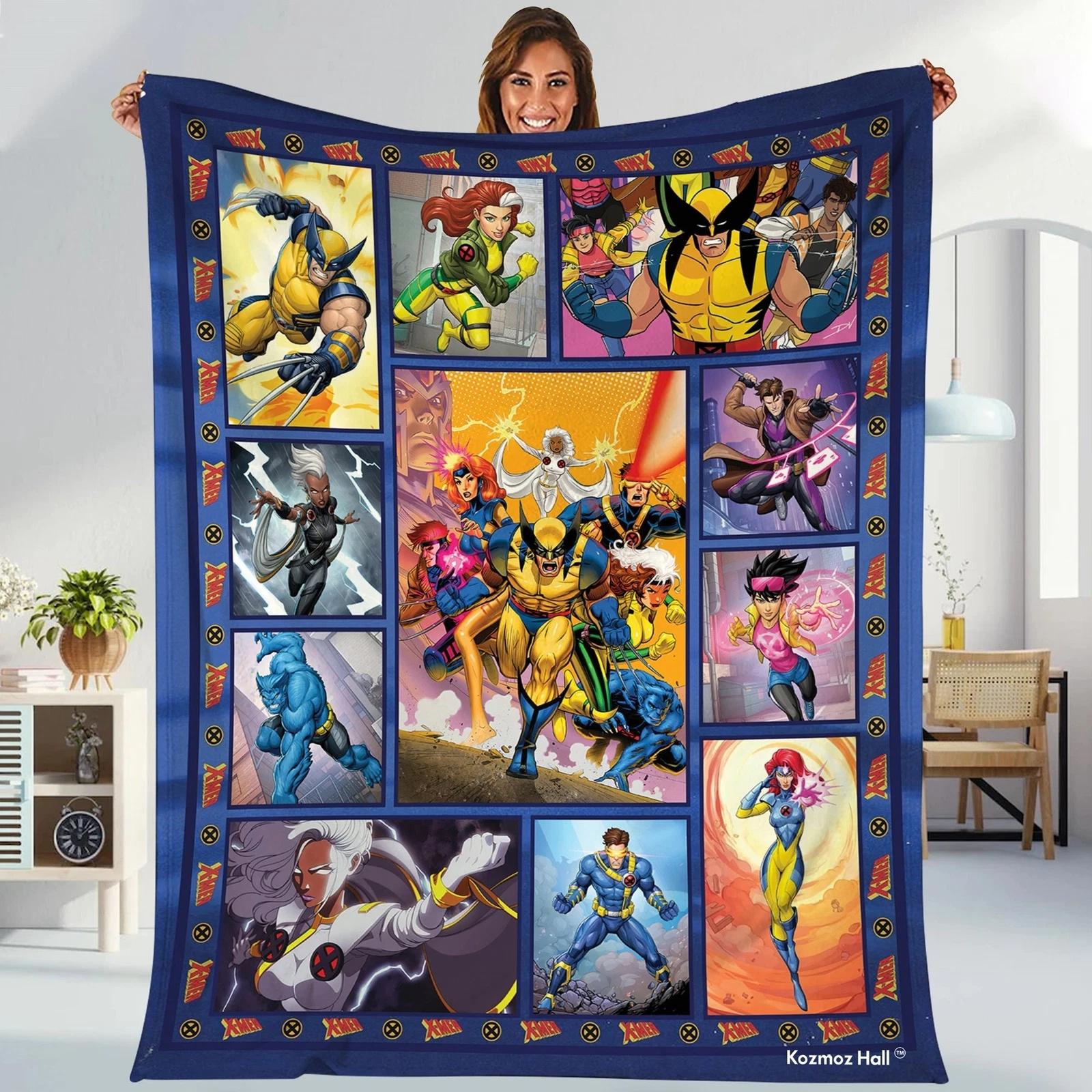 X-men Animation Blanket Professor X Jean Grey Wolverine Cyclops Beast Fleece Sherpa Blanket