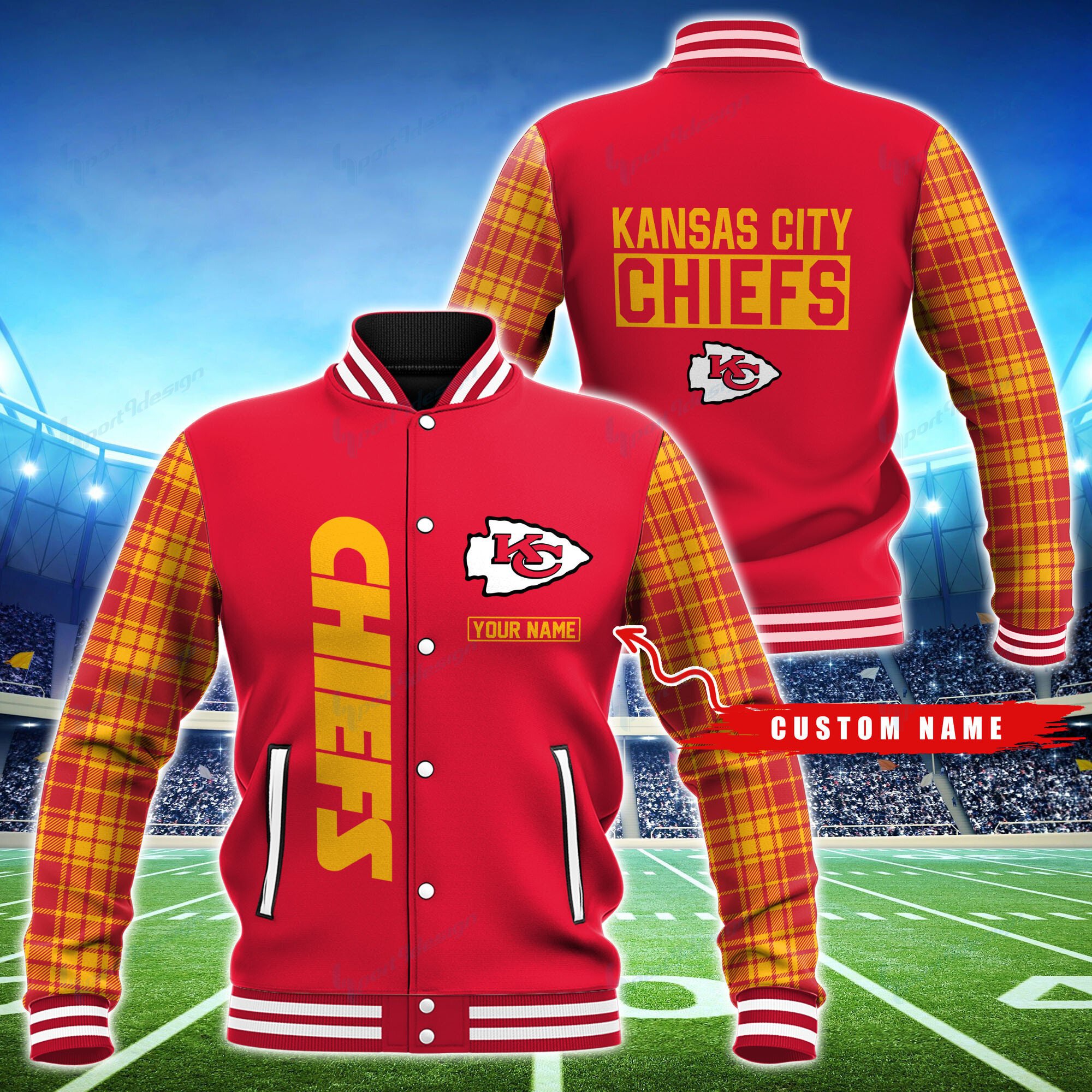 Kansas City Chiefs Personalized Baseball Jacket BG48