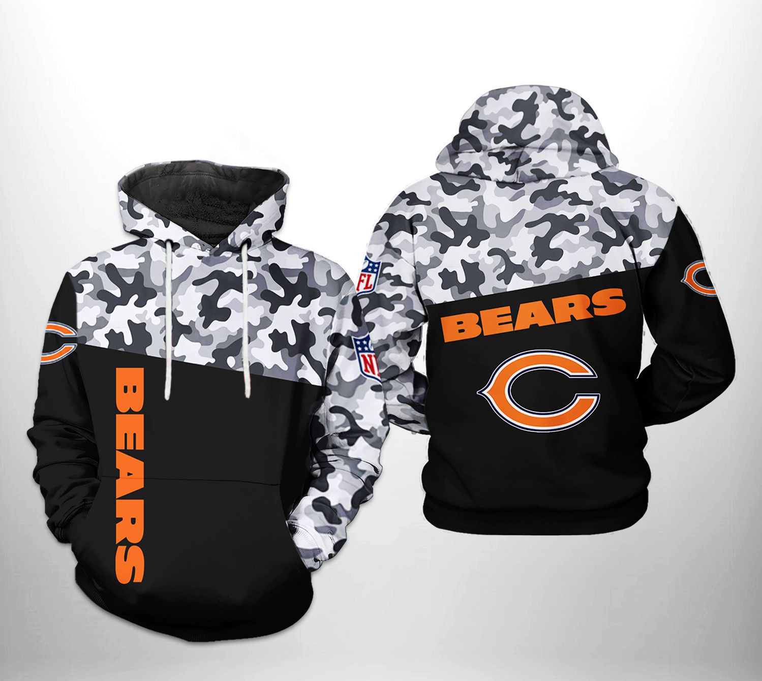 Chicago Bears Camo Veteran Team 3D All Over Print Hoodie & Zip Hoodie
