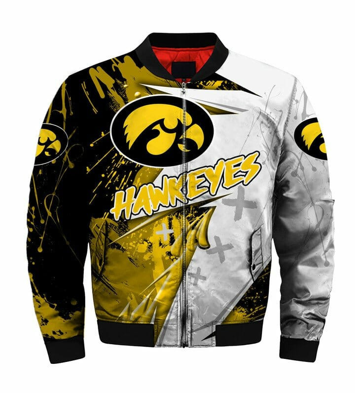 Iowa Hawkeyes White Gold Bomber Jacket V2
