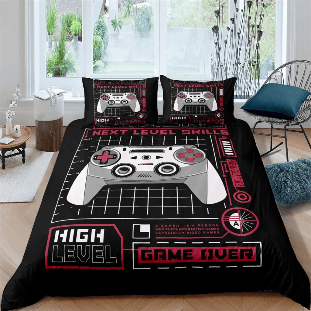 Game Bedding Set Next Level Skill High Level Duvet Covers Black