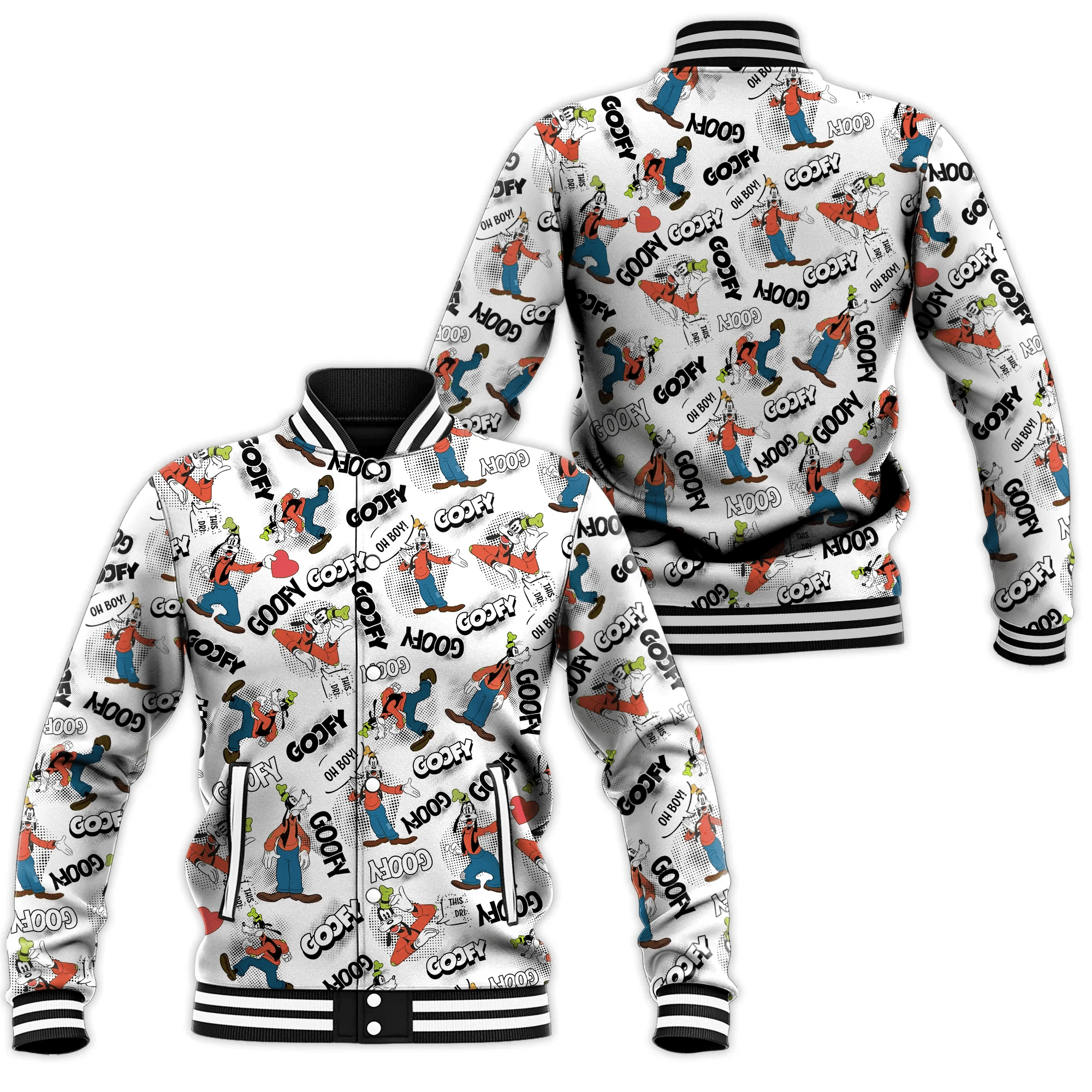 Goofy Mickey Comics Disney Cartoon Pattern 521 Gift Lover Baseball Jacket