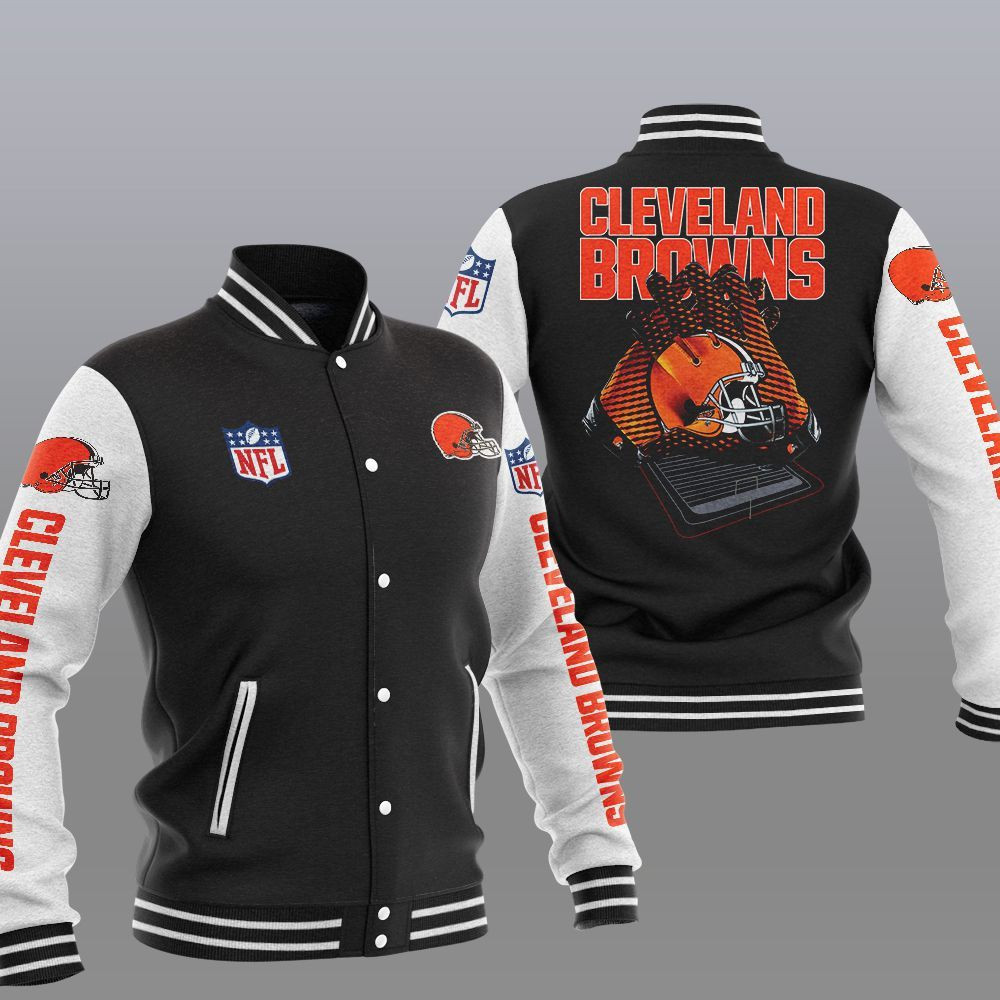 Cleveland Browns White Brown Baseball Jacket