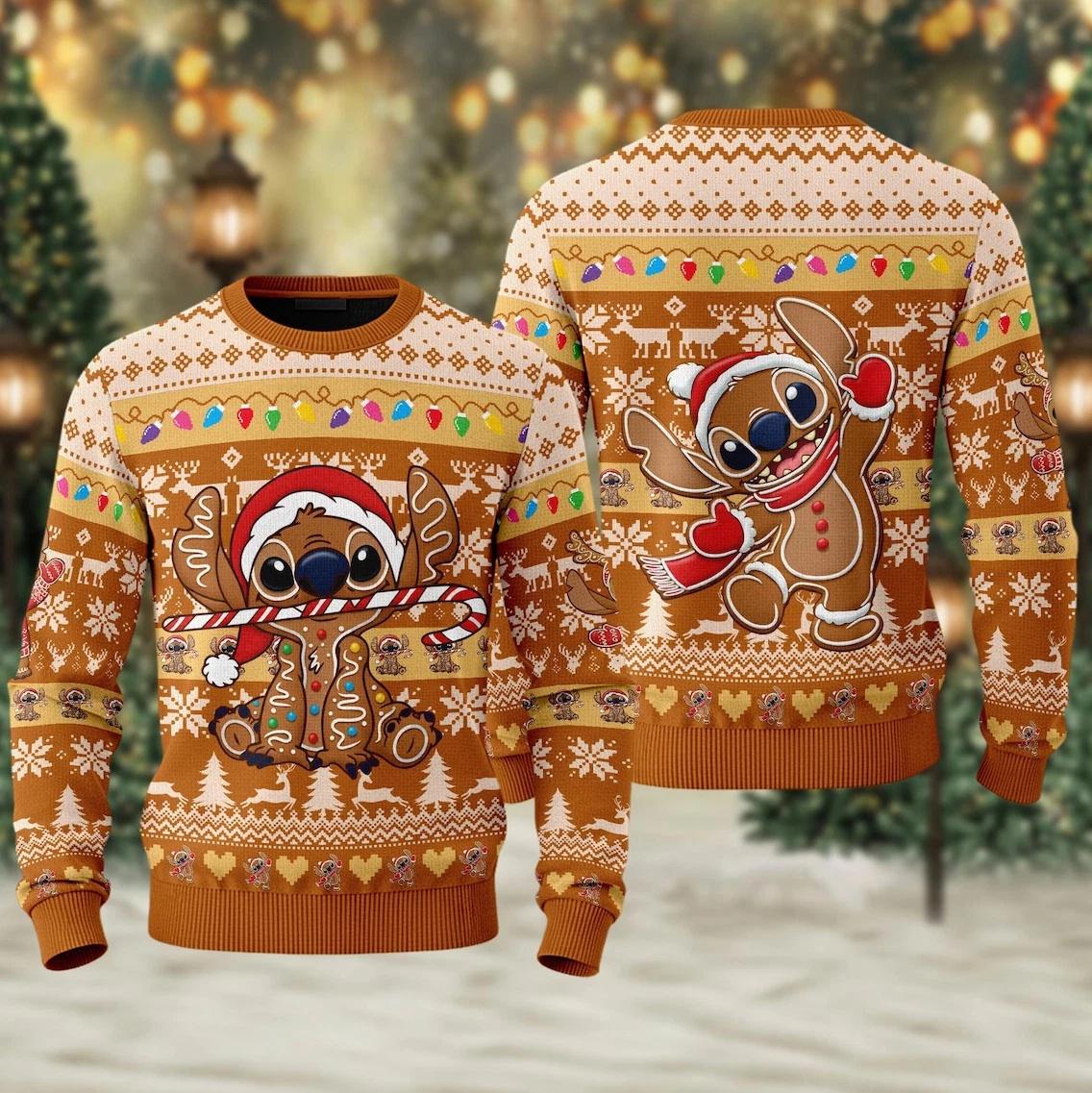 Stitch Gingerbread Ugly Christmas Sweater