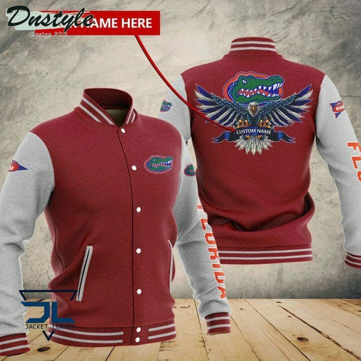 Florida Gators Custom Name Red Grey Baseball Jacket