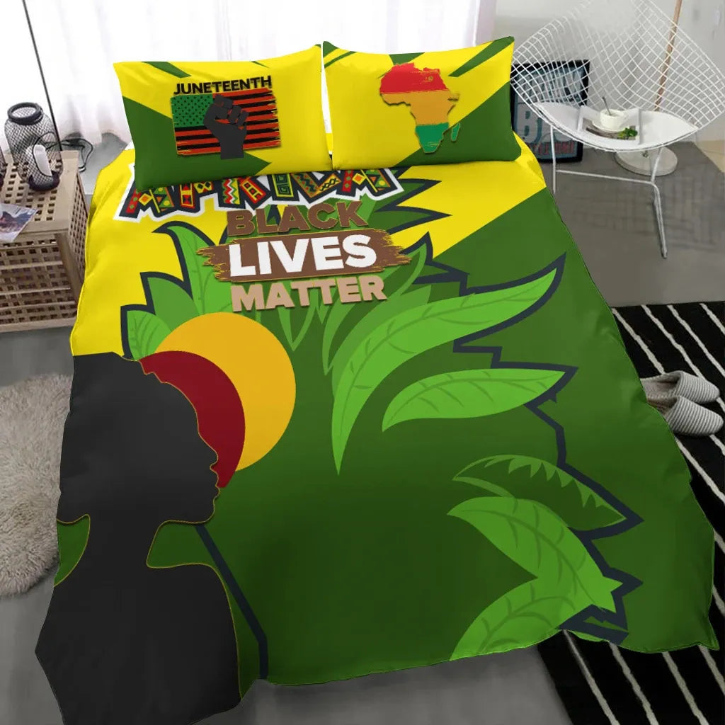 Africa Americans Bedding Set African Pride BLM Leaves Pattern Duvet Covers