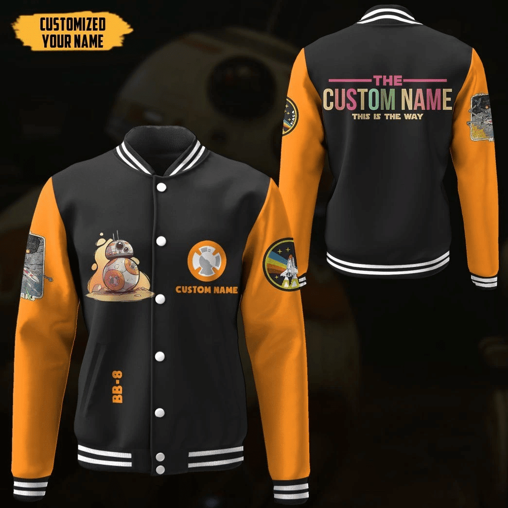 Gearhumans 3d Star Wars Bb 8 Custom Name Baseball Jacket 28, Gift Lover Baseball Jacket