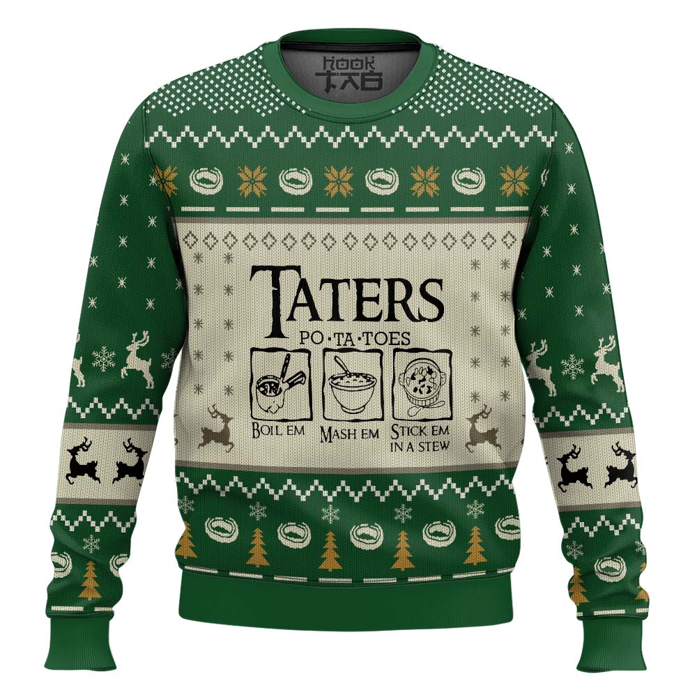 LOTR Funny Christmas Taters Potatoes Green Ugly Christmas Sweater