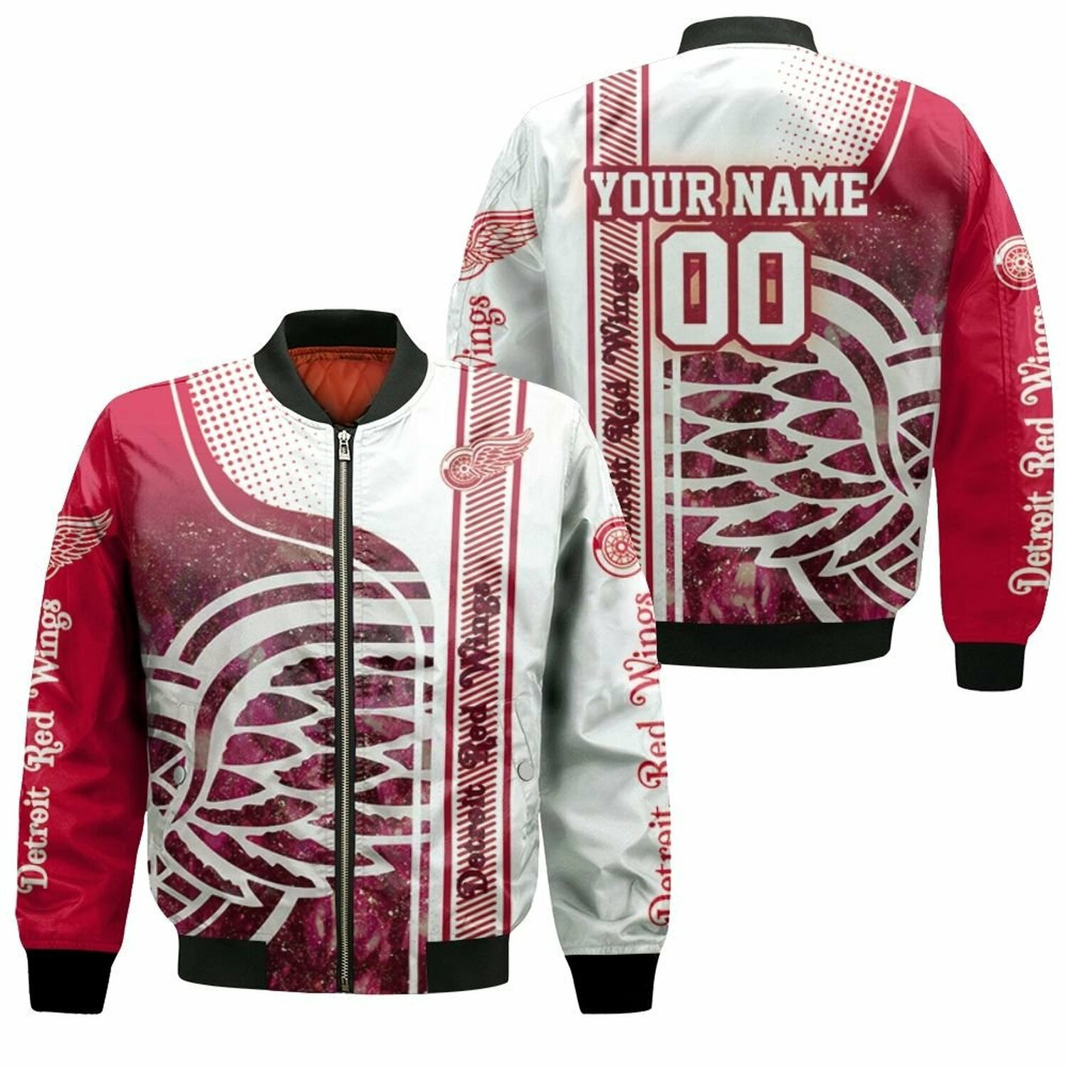 Detroit Red Wings Custom Name Number Bomber Jacket