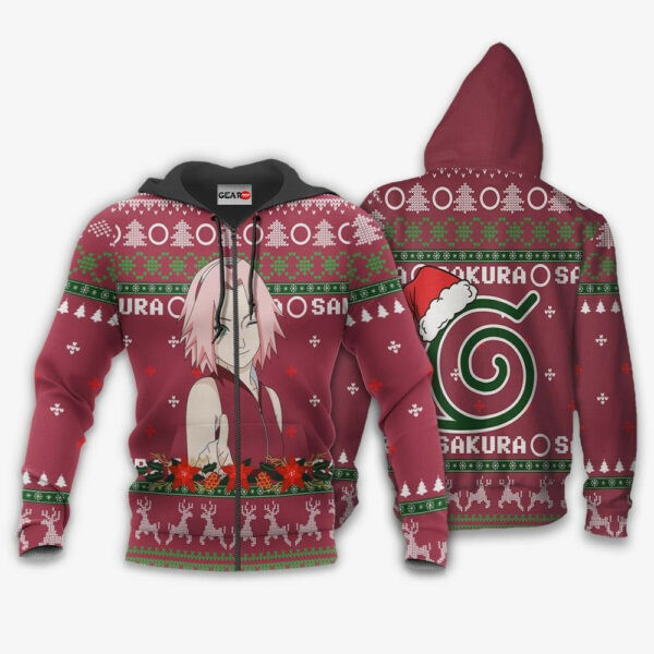 Haruno Sakura Ugly Christmas Naruto Anime 1k421 Cartoon Graphic Outfits Aop 3d Hoodie, Zip Hoodie 143