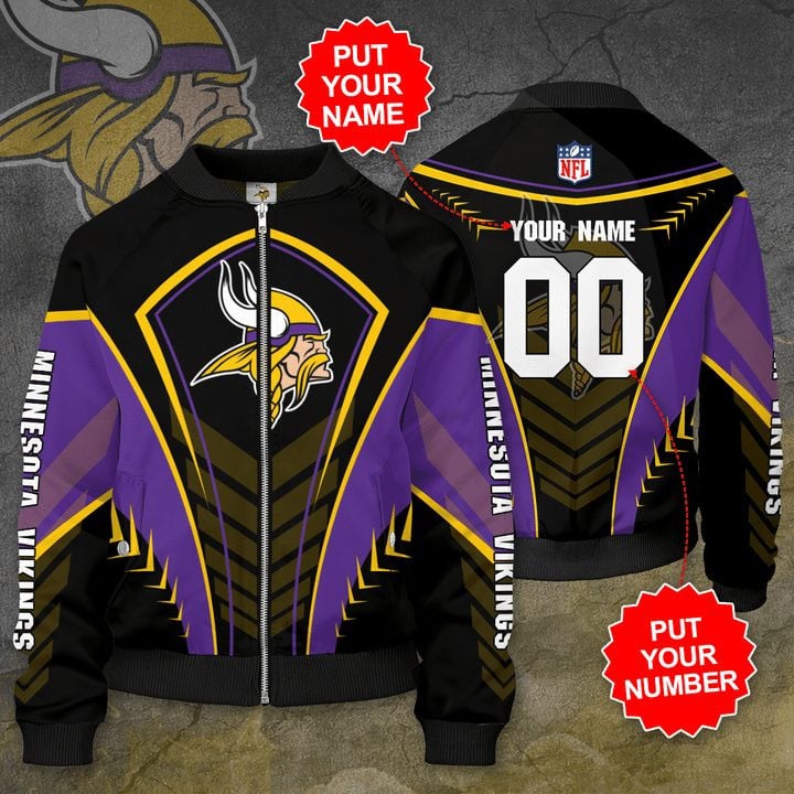 Minnesota Vikings Custom Name Number Special Bomber Jacket