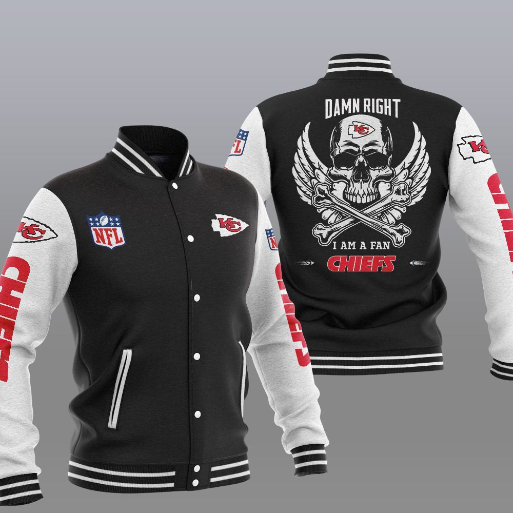 Kansas City Chiefs Black Skull Baseball Jacket