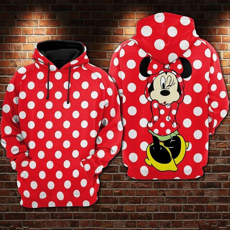 Polka Dot I Love Minnie Over Print 3d Hoodie Zip Hoodie