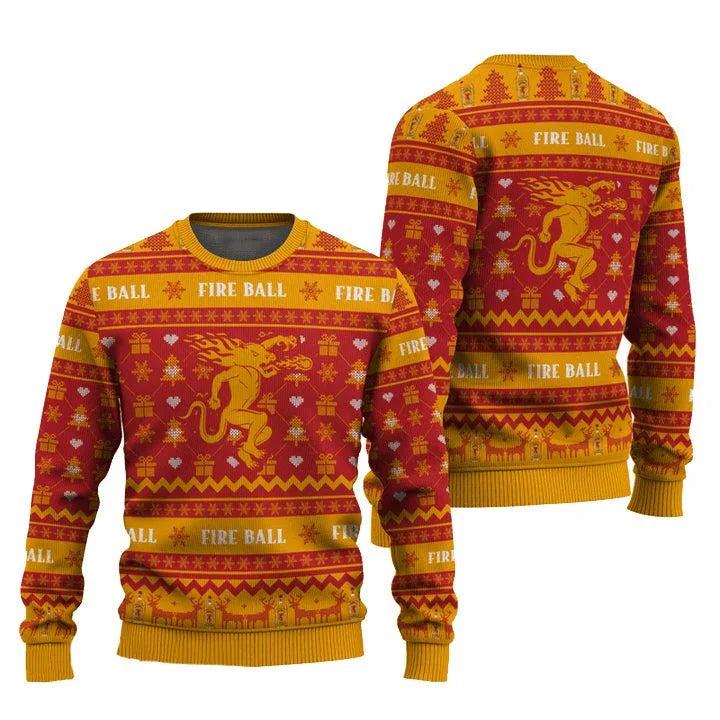 Fireball Snowing Ugly Christmas Sweater
