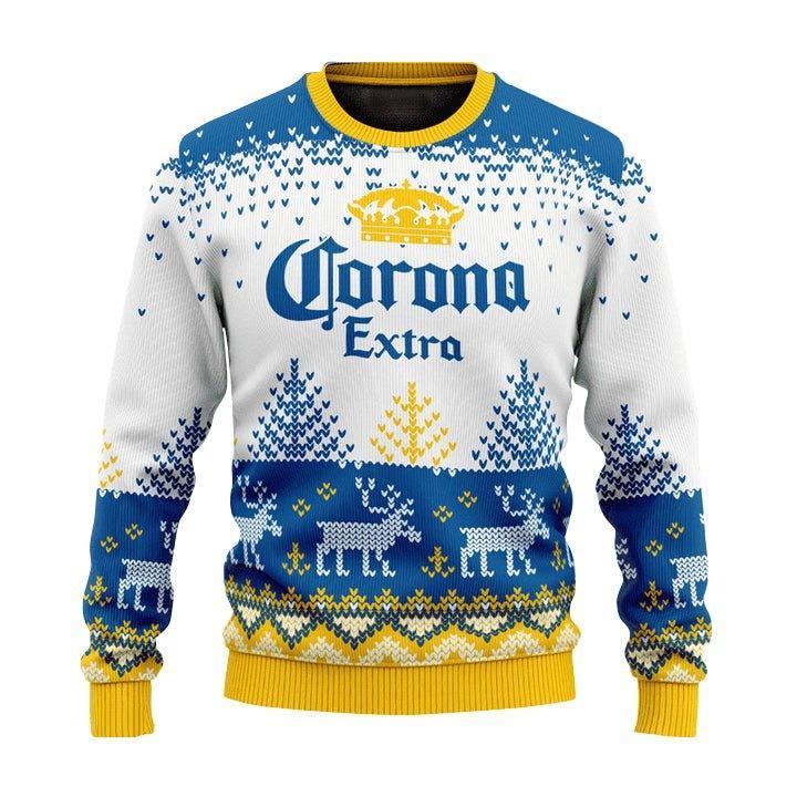 Personalized Corona Extra Reindeer Ugly Christmas Sweater