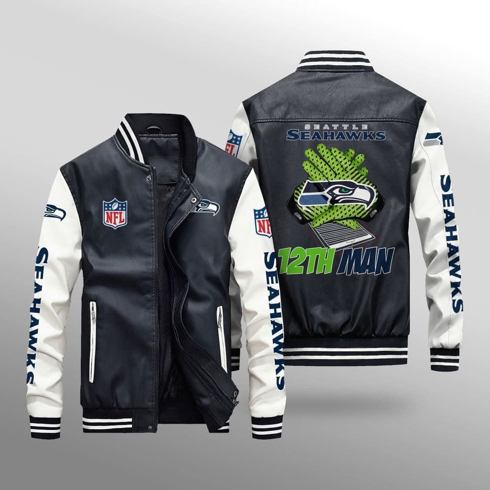 Seattle Seahawks Leather Bomber Jacket BG32