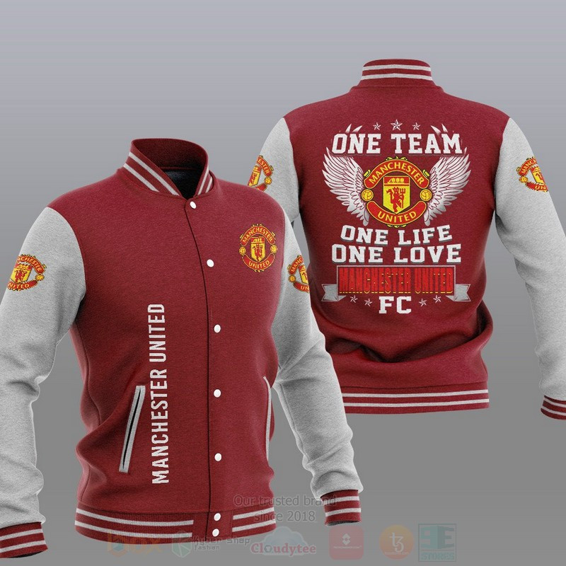 Manchester United Red Grey One Team Baseball Jacket V2
