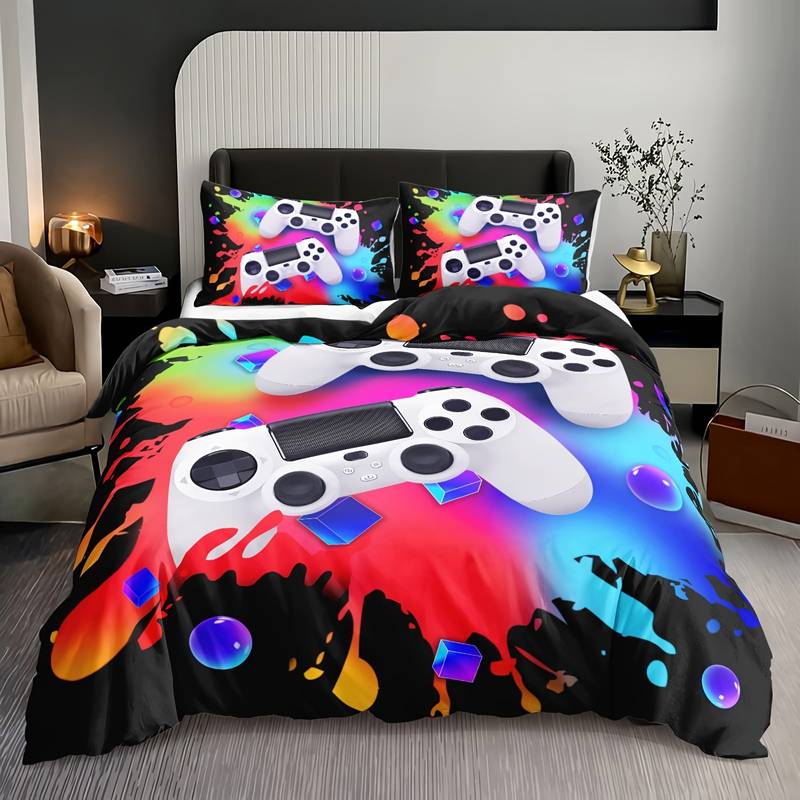 Game Bedding Set Game Controller Watercolor Duvet Covers