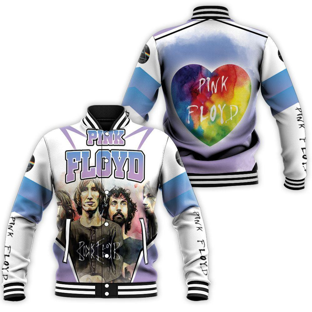 Pink Floyd Rainbow Heart Purple Baseball Jacket