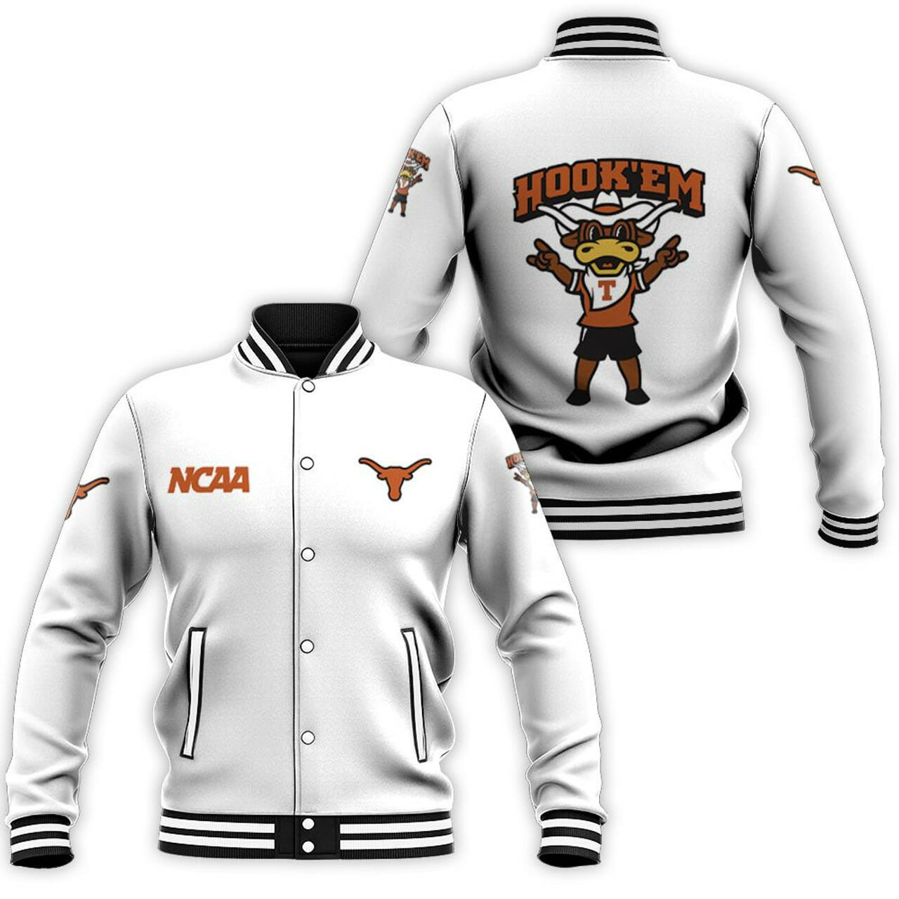 Texas Longhorns White Baseball Jacket
