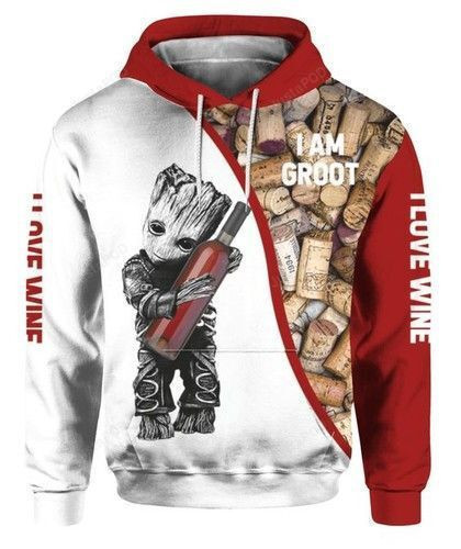 I Am Groot I Love Wine 3D All Over Print Hoodie & Zip Hoodie