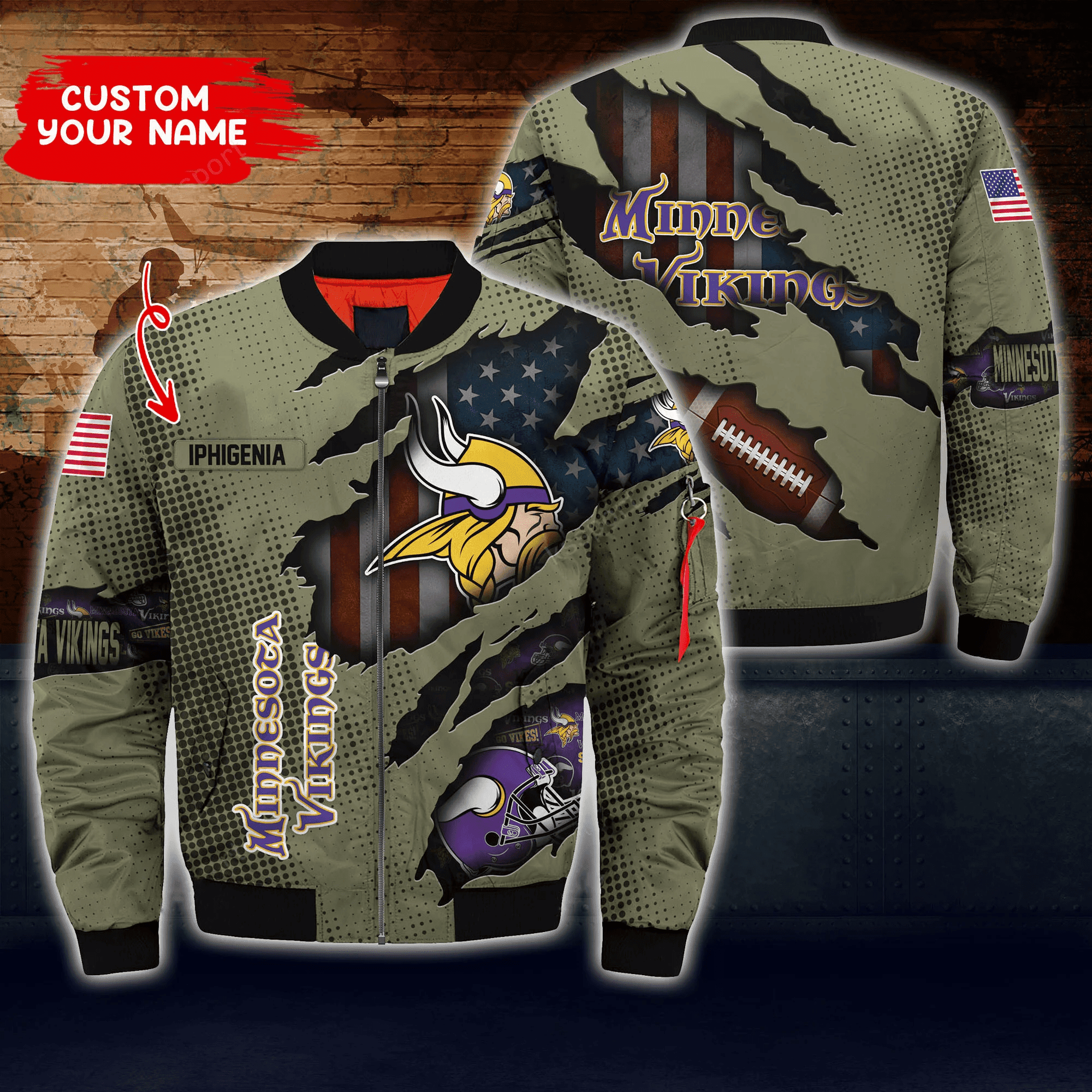 Minnesota Vikings Personalized Thick Bomber Jacket CS59