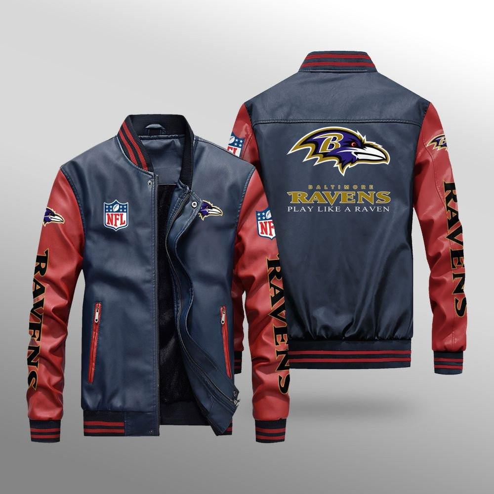 Baltimore Ravens Leather Bomber Jacket BG10
