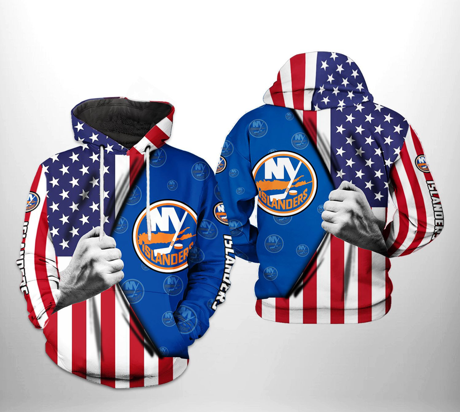 New York Islanders US FLag 3D All Over Print Hoodie & Zip Hoodie