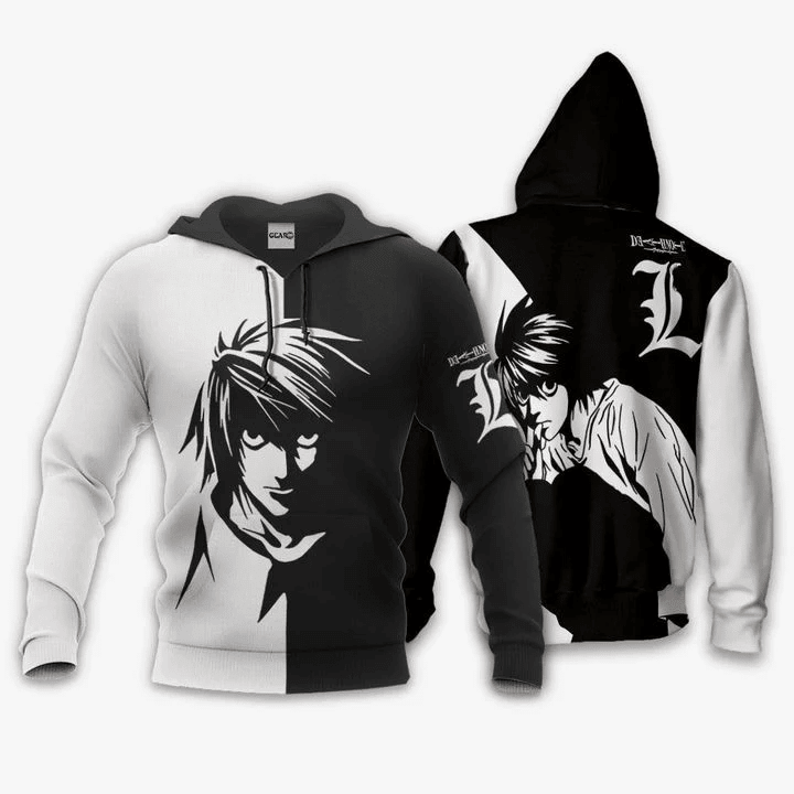 L Lawliet Note 3d Hoodie Zip Hoodie