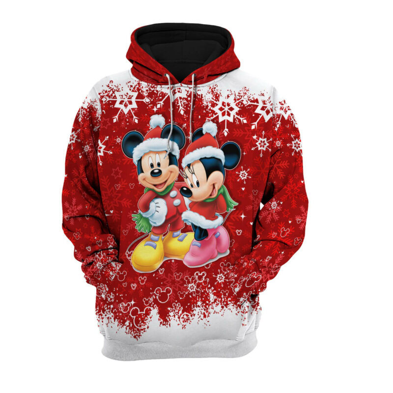 Mickey And Minnie Mouse Snow Red And White 3d Hoodie Zip Hoodie