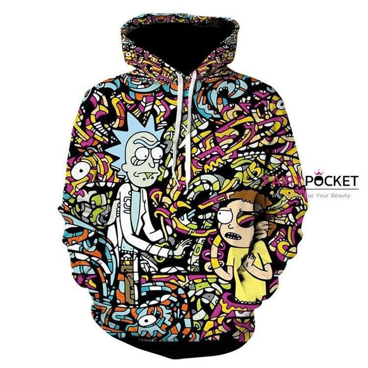Rick and Morty Black 3D All Over Print Hoodie & Zip Hoodie