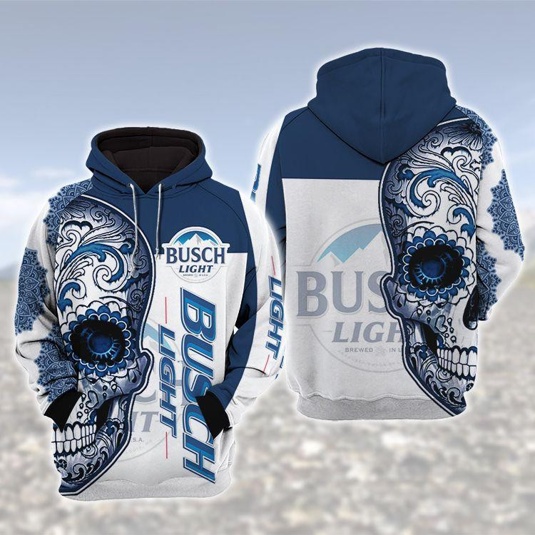 Busch Light Sugar Skull 3d All Over Print Hoodie