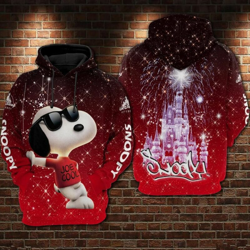 Snoopy Cartoon Peanuts Disneyland Over Print 3d Hoodie Zip Hoodie