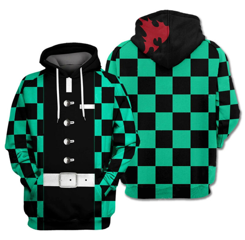 Demon Slayer Hoodie Tanjiro Kamado Green Costume Hoodie Kimetsu No Yaiba 3d Hoodie Zip Hoodie