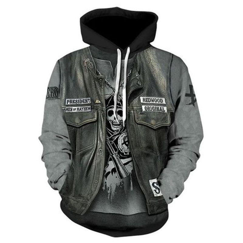 Redwood Original Skull Grey Color 3d Hoodie