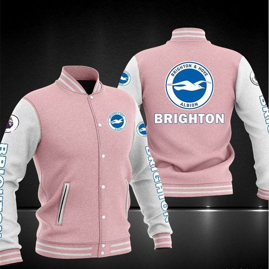 Brighton & Hove Albion FC Pink Grey Baseball Jacket