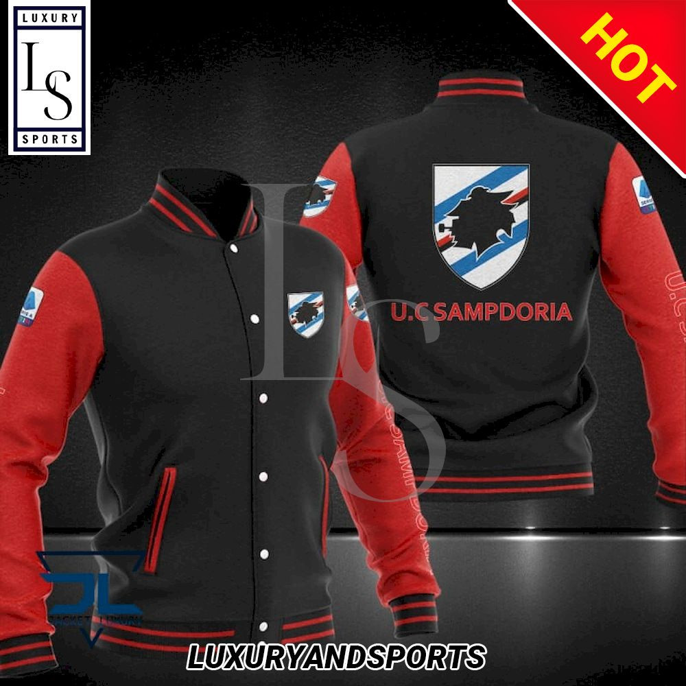 UC Sampdoria Black Red Baseball Jacket