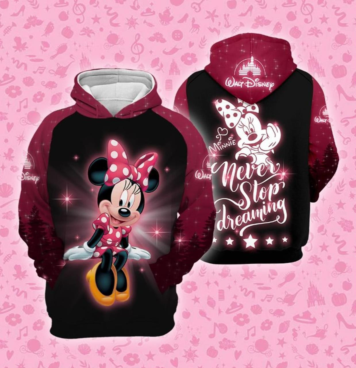 Minnie Mouse Disney, Minnie Never Stop Dreaming 10245 All Over Print Hoodie