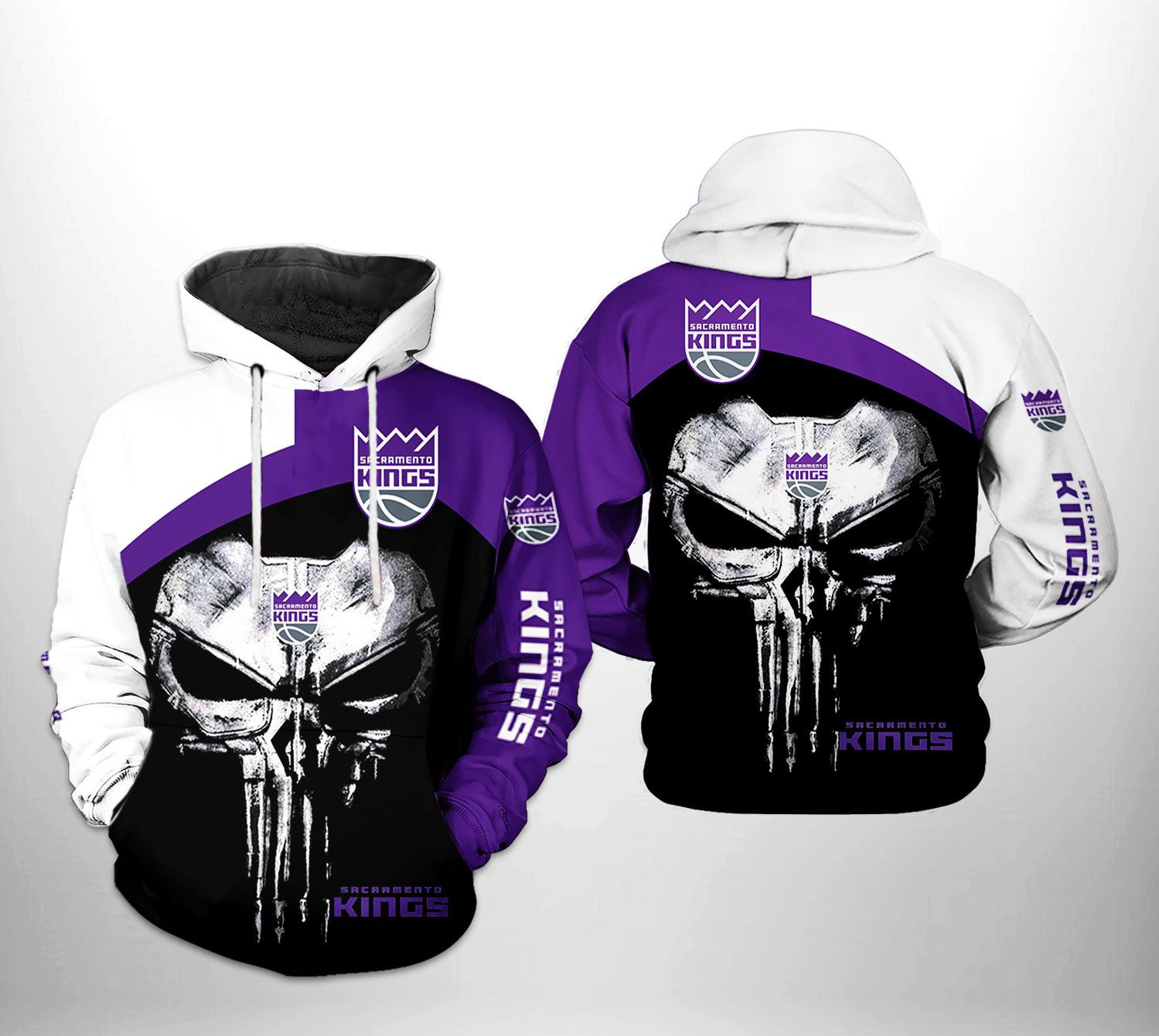 Sacramento Kings Skull Punisher Team 3D All Over Print Hoodie & Zip Hoodie