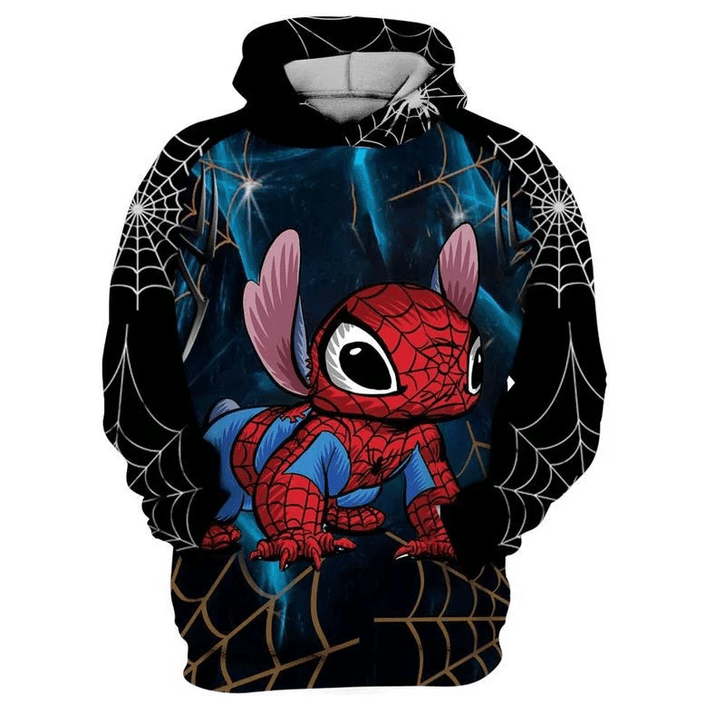 Stitch Spider Man Art Gift For Fan Custom 3d Hoodie All Over Printed Zip Hoodie