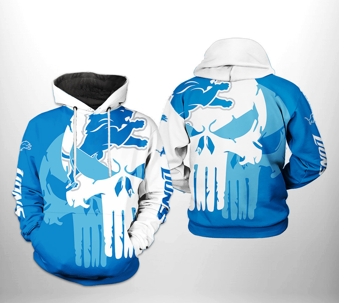 Detroit Lions Team Skull 3D All Over Print Hoodie & Zip Hoodie