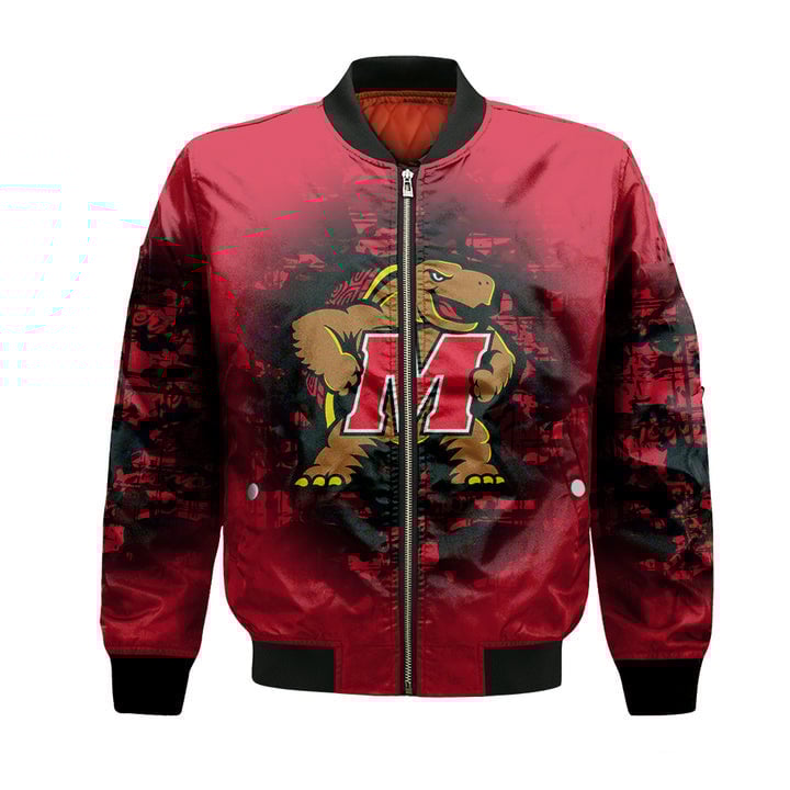 Maryland Terrapins Custom Text Number Red Bomber Jacket V16