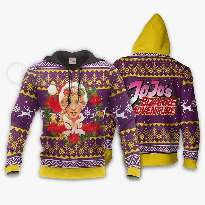 Giorno Giovanna Ugly Christmas Jojo’s Bizarre Adventure  3d Hoodie Zip Hoodie