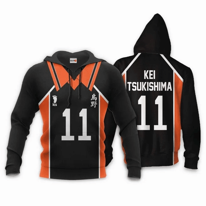 Karasuno Kei Tsukishima Haikyuu Number 11 3d Hoodie Zip Hoodie