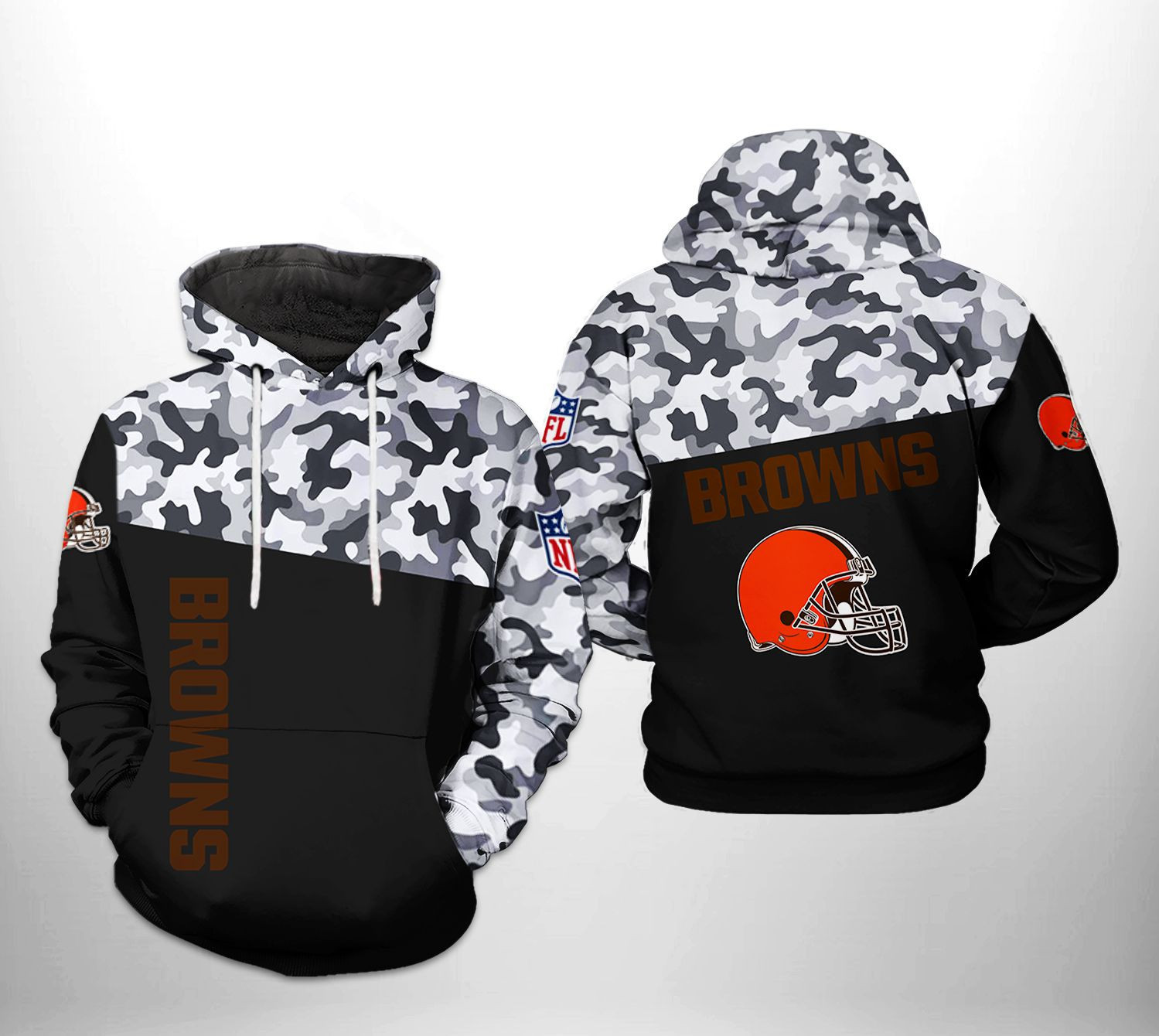 Cleveland Browns Camo Veteran Team 3D All Over Print Hoodie & Zip Hoodie