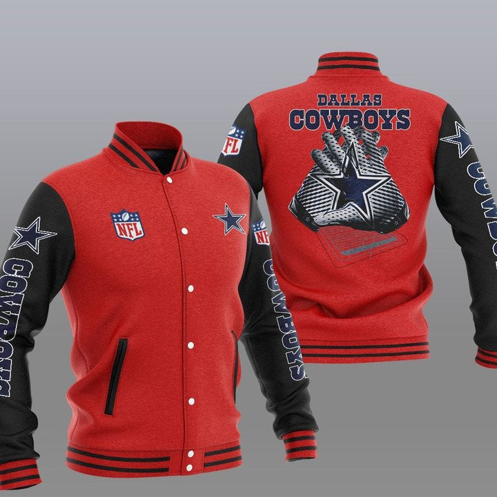Cowboys Red Black 2 Hand Baseball Jacket